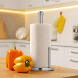 thumbnail of Relaxdays Küchenrollenhalter stehend, Küchenrollenständer Edelstahl, Rollenhalter mit Abrollstop, HxD 35 x 15 cm, silber
