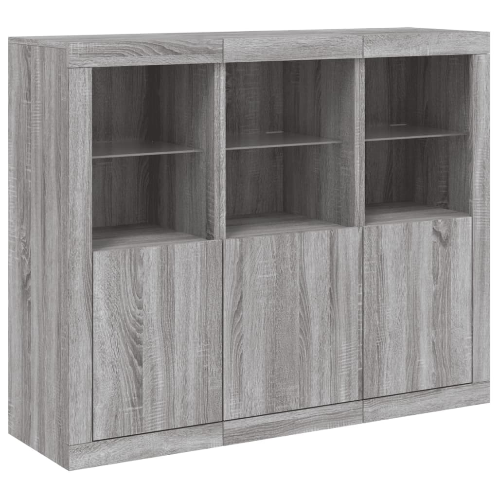 Helloshop26 - Buffet credenza cassettiera armadio mobile contenitore organizer per cucina soggiorno salotto con luci a LED 3 pezzi 02_0037231