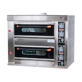 thumbnail of Romux® Forno de Pizza a Gás Butano de 2 câmaras para 4+4 pizzas de 32 cm com Base Cerâmica Refratária e Termostato | Temperatura 400 °C - 20000W