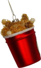 thumbnail of Christbaumschmuck Glas 10cm Hähnchen im Eimer Figur Handbemalt mit Glitzer Weihnachtsbaum Anhänger Christbaumanhänger Weihnachtsbaumschmuck Essen Rot