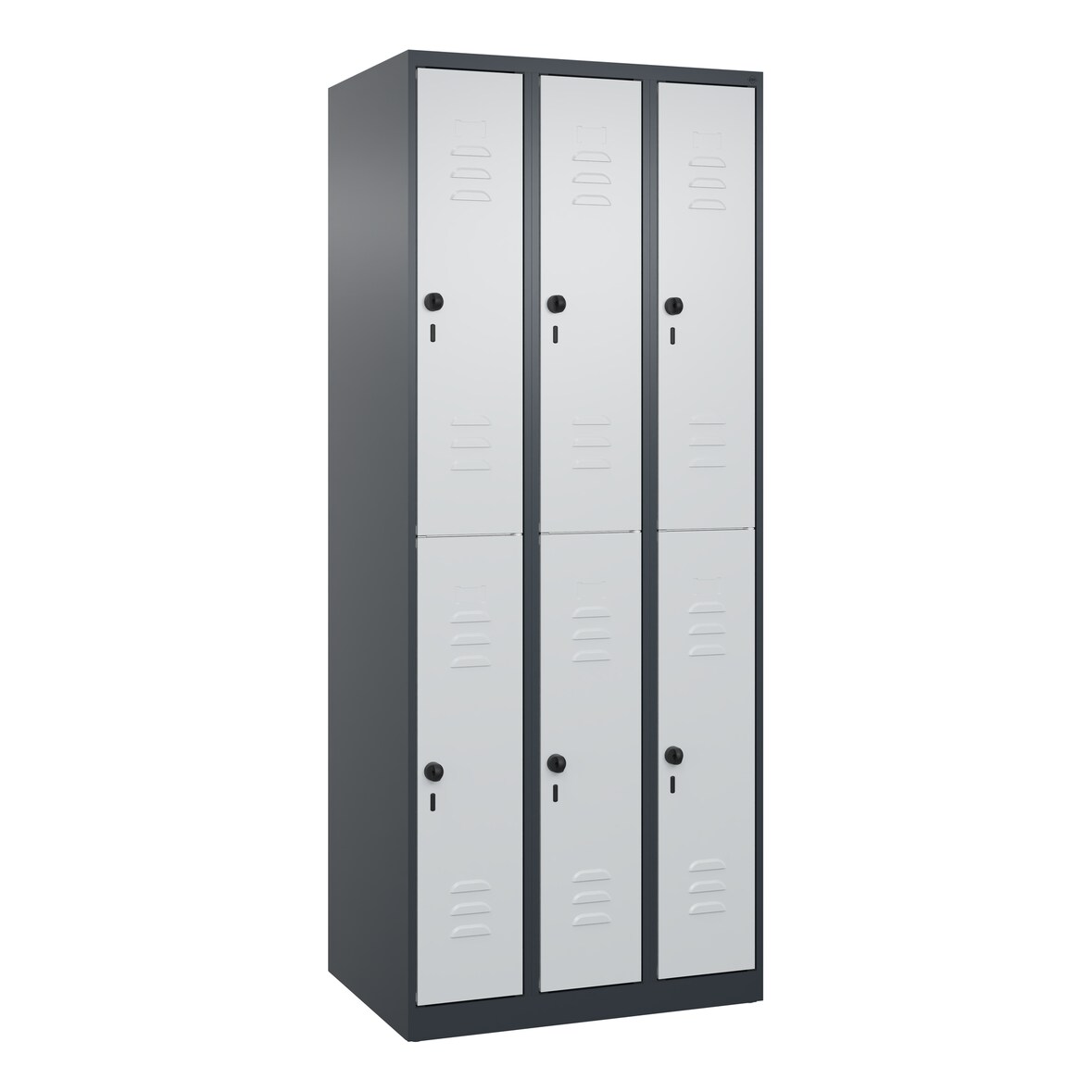 C+P Spind Classic PLUS, 6 Abteile, HxBxT 185x75x50cm, Sicherheitsdrehriegel, Anthrazit/Hellgrau von PROREGAL