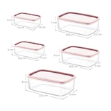 thumbnail of Set 5 Recipientes Herméticos para Alimentos, de forma Rectangular Rosa 7house
