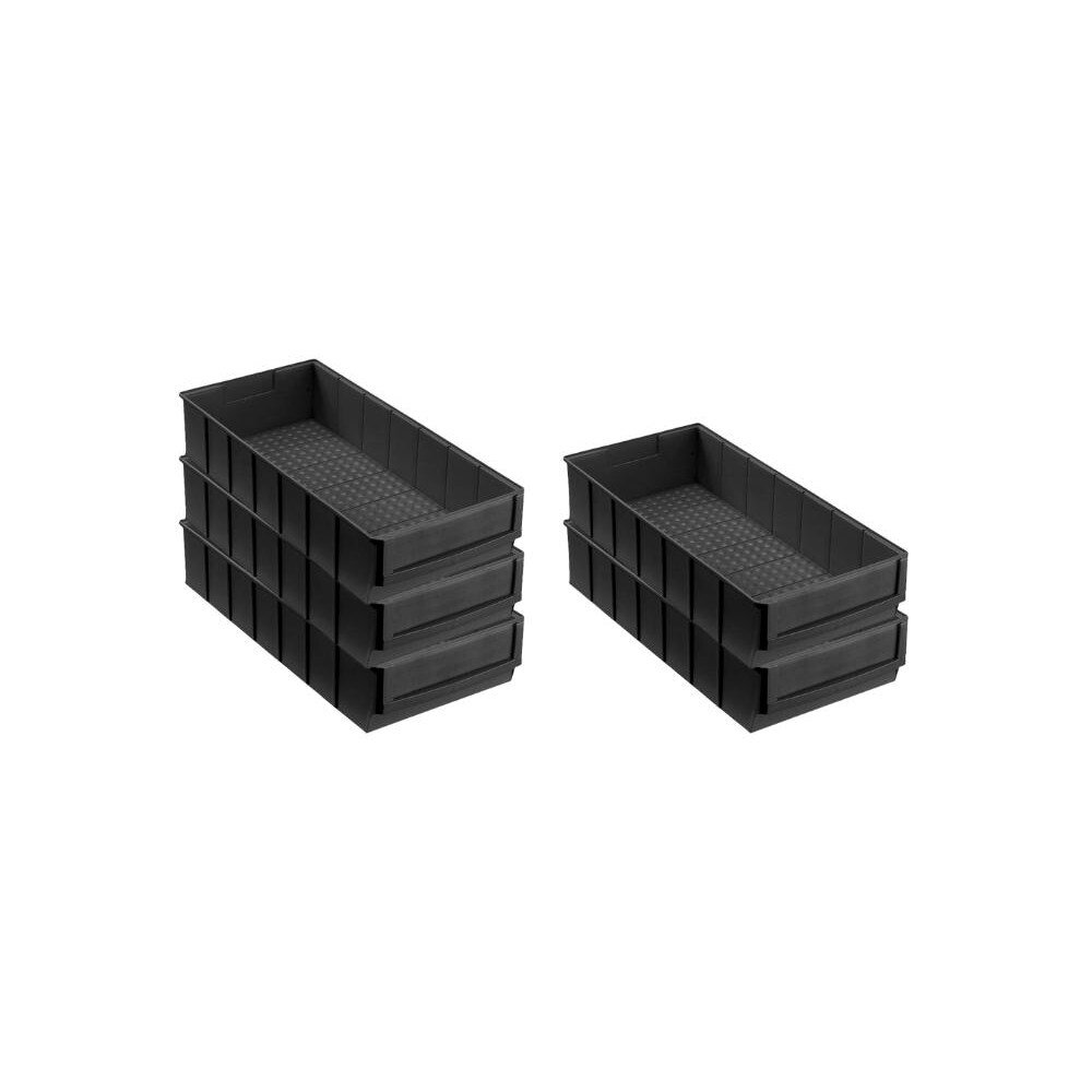 PROREGAL 5x Leitfähige Industriebox 400 B | HxBxT 8,1x18,3x40cm | 4,7 Liter | ESD, Sichtlagerkasten, Sortimentskasten, Sortimentsbox