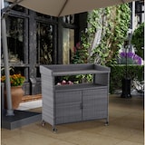 thumbnail of METRO PROFESSIONAL Carrello di servizio con armadietto Balsario, alluminio/PE rattan, 112 x 56 cm, grigio pietra