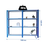 thumbnail of Módulo de 2 estantes Officlick com 4 prateleiras cada. Azul/branco 1500x1800x400 mm