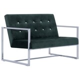 thumbnail of Canapé 2 places avec accoudoirs Vert foncé Chrome et velours Modèle Toundra