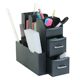 thumbnail of Schreibtisch Organizer HWC-L97, Büroablage Stiftehalter Aufbewahrungsbox mit 2 Schubladen und 7 Fächern, 29x14x33cm