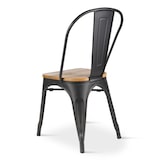 thumbnail of Lot de 4 chaises en métal noir mat et assise en bois clair - Style industriel