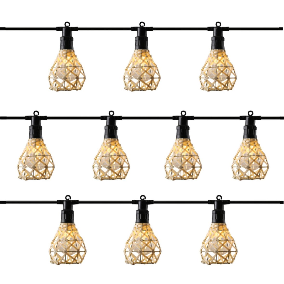 LED Party Deko Lichterkette Korboptik Garten Balkon Sommer Boho Stil koppelbar