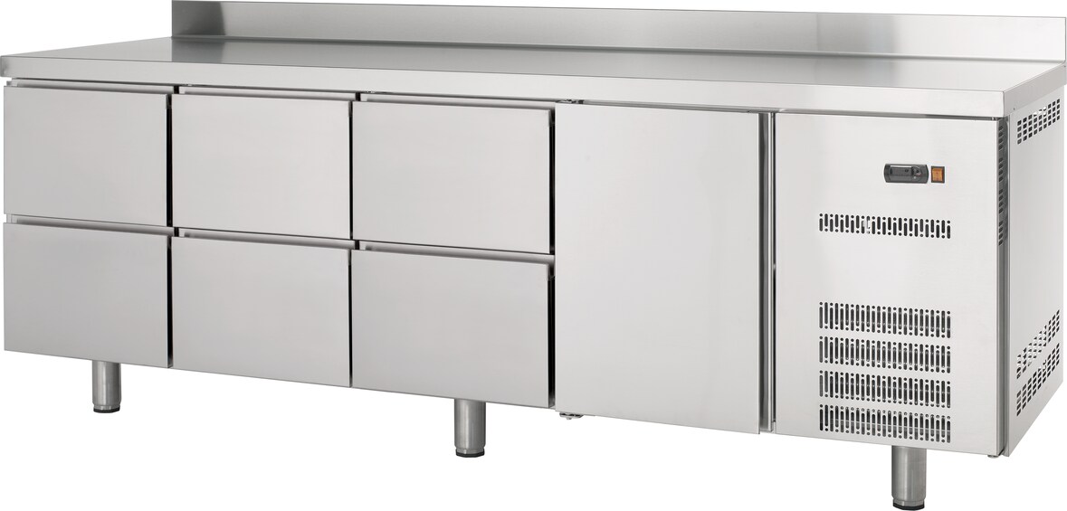 GastroHero Kühltisch Profi 600 1/6 mit Aufkantung