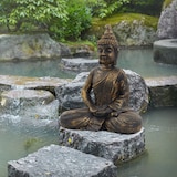 thumbnail of ECD Germany Buddha Figur 63 cm Bronze Polyresin Wetterfest Sitzend Feng Shui Statue Gartenfigur Deko Innen Außen