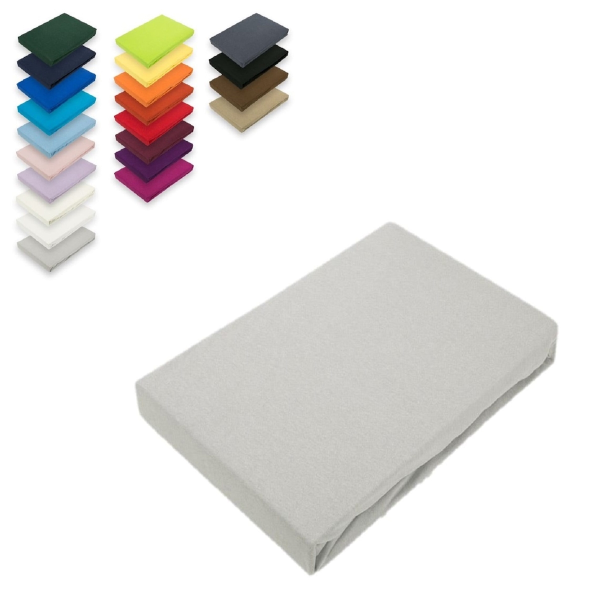 EXKLUSIV HEIMTEXTIL Microfaser Spannbettlaken Rundumgummizug 180 - 200 x 200-220 cm + 40 cm Silber