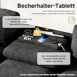 thumbnail of Dreisitzer-Sofa 242×80×88 mit Klapptisch USB-Anschluss Getränkehalter Stauraum Loungebett Couch Wohnzimmer – Grau