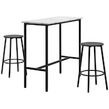 thumbnail of HOMCOM juego de mesa de comedor mesa alta de bar con 2 taburetes redondo 3 piezas marco de acero estilo moderno para cocina salón blanco y negro