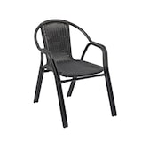 thumbnail of METRO PROFESSIONAL Silla apilable con reposabrazos Narni, aluminio/ratán sintético, gris oscuro