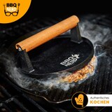 thumbnail of BBQ-Nerd® Fleischpresse aus Gusseisen mit Holzgriff - 21x11 cm rechteckig ? Fleischbeschwerer Burgereisen Grillpresse ? Grillgewicht für BBQ Fleisch