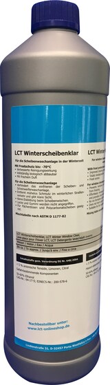 thumbnail of LCT Winterscheibenklar 1000ml Scheibenreinigungskonzentrat mit Frostschutz bis: -60°C für PKW und LKW Winter Klarsicht Autoscheibe