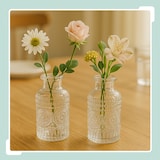 thumbnail of Relaxdays Glasvase, 12er Set, Deko-Vase, geprägtes Vintage-Design, HD: 13x6 cm, Mini-Vasen für Tischdeko, Glas, klar