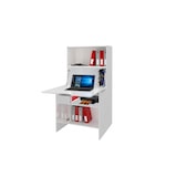 thumbnail of Dmora Scrivania Gianpiero, Mobile multiuso con scaffali e piano da lavoro, Tavolo per ufficio, Salvaspazio multiposizione, cm 70x35h140, Bianco lucido