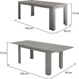 thumbnail of Dmora Ausziehbarer Esstisch Nanni, Ausziehbare Konsole bis zu 10 Sitzplätzen, ausziehbare Konsole 100 % Made in Italy, cm 140/190x90h75, Zement