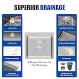 thumbnail of Gasfrit - Keukenspoelbak met sifon voor opbouwmontage van roestvrij staal grijs, 1 spoelbak, 540 x 490 x 200 mm