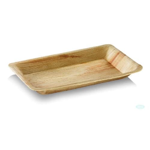 Ekoe Plato rectangular en hoja de palma compostable 24x15 cm 25uds