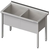 thumbnail of Stalgast Edelstahl Topfspüle mit zwei Becken, 1300x600x850 mm, 400 mm Beckenhöhe, mit Aufkantung, verschweißt