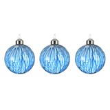 thumbnail of Weihnachtskugeln 8cm Glas Schneeflocken Farbverlauf Muster Christbaumkugeln blau
