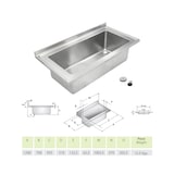 thumbnail of Lava-loiça industrial com ralo incorporado 1200x700x370 mm