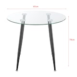 thumbnail of Helloshop26 - Runder Esstisch aus gehärtetem Glas und Stahl 75 x 87 cm transparent schwarz 03_0008707
