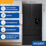 thumbnail of Exquisit Frenchdoor-Kühlschrank, 506 L, Kombigerät, 2-in-1, Kühl- und Gefrierteil,  Wasserspender, inoxlook, FD5490-160-WS-202E inoxlook-az
