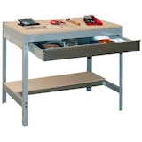 thumbnail of SimonRack Mesa de trabalho para oficina, 1210x760 mm, Capacidade de carga 600 kg, Inclui gaveta, Cinzento - BT-0