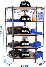 thumbnail of SimonRack Estanteria Esquina Metálica 1800 mm, Bandeja Madera, 200 kg de Punto Flexión, Antracita - Maderclick Corner