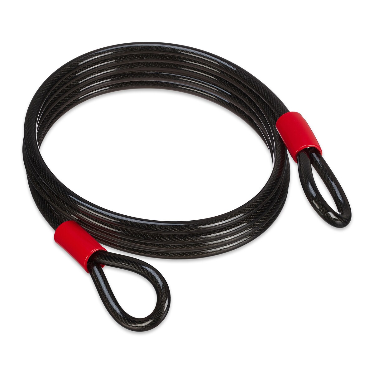 Relaxdays Schlaufenkabel 5 m, ummanteltes Stahlseil mit Ösen, Ø 12 mm, Sicherung Fahrrad, Motorrad, Gartenmöbel, schwarz