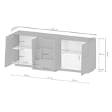 thumbnail of Dmora Credenza Ddamsgaar, Buffet da soggiorno, Madia da salotto con 4 ante e 3 cassetti, 220x44h86 cm, Rovere