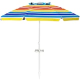 thumbnail of Helloshop26 - Ombrellone da spiaggia basculante da 2,2 m con comodo portabicchieri e protezione solare UPF 50 in poliestere 20_0013000