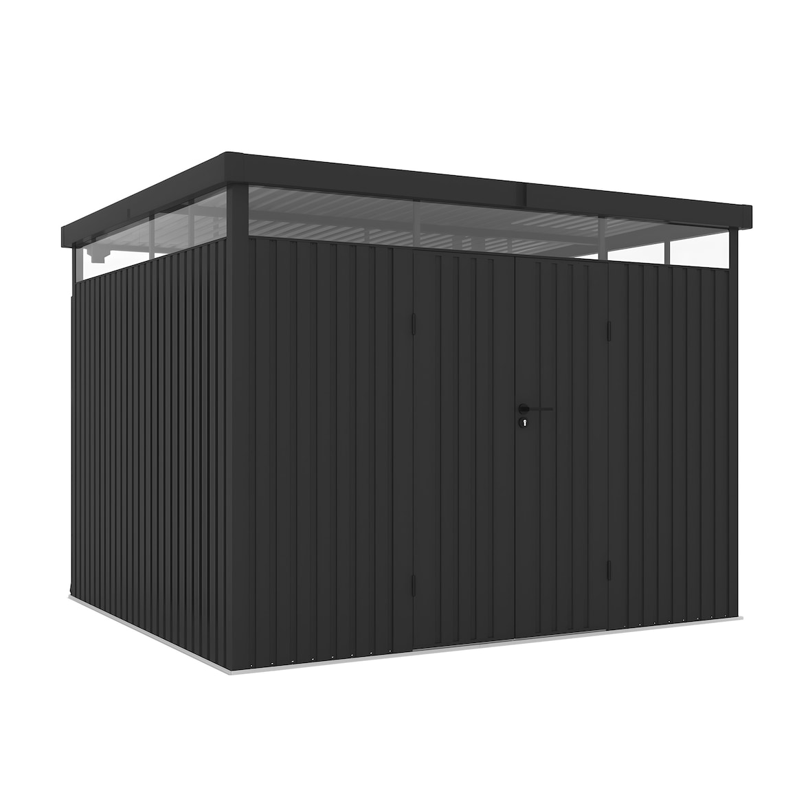 Wasabi – Casetta Da Giardino In Metallo 7,66m² Quarz – Spessore Robusto 0,40mm – Lampada Inclusa – Chiusura Con Chiave – Lucernario 360º – Tetto Piano