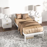 thumbnail of Estrutura de Cama de Madeira Estrado de Cama de Solteiro para Colchão 190x90 cm Carga 120 kg 198x96x70 cm Branco