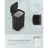 thumbnail of Helloshop26 - Pattumiera da cucina da 50 litri pattumiera a pedale in metallo con coperchio grande e alta nera 12_0007193