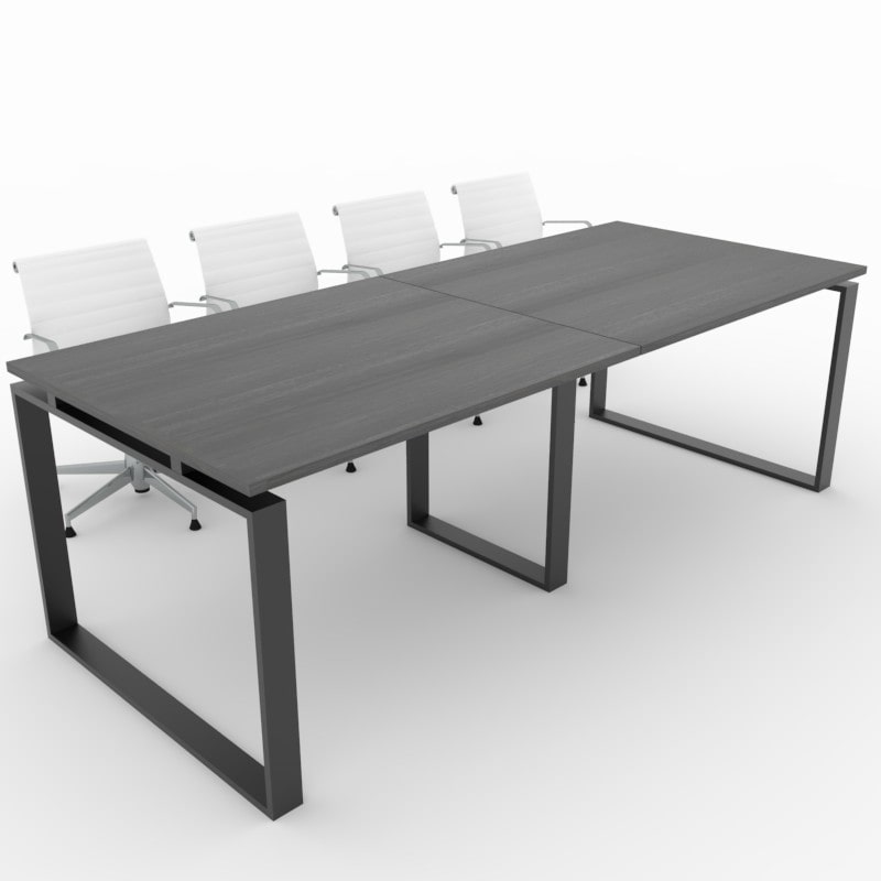 Oficit. Mesa de reuniones. Estructura metálica Marco Cerrado negro con tablero roble azabache. Fabricado en España. Medidas: 240x100cm (largo x ancho)