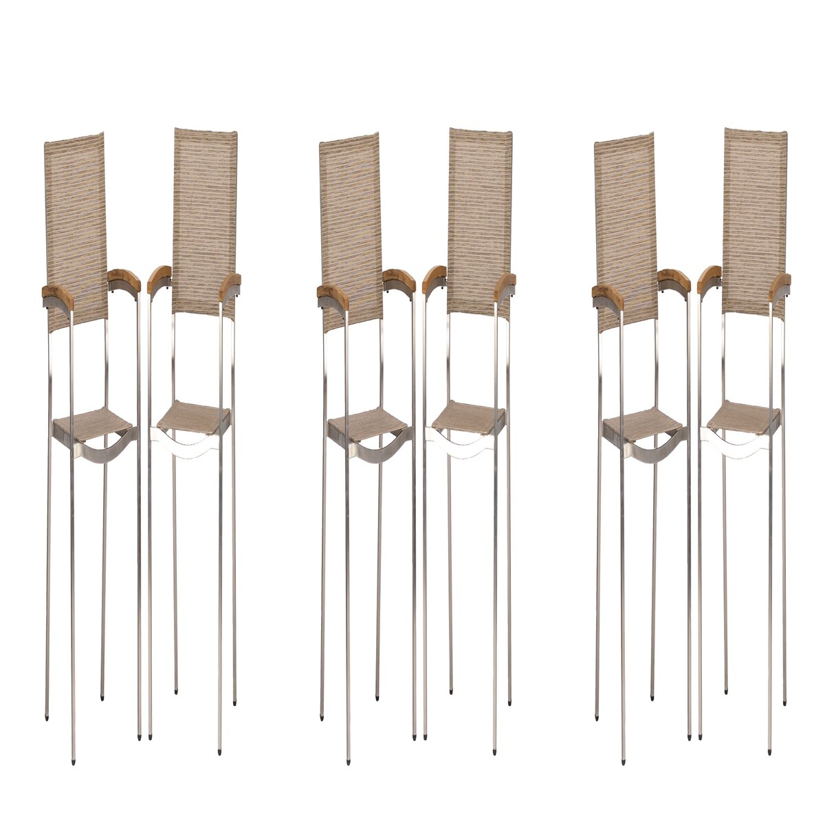 acamp acamp Stapelsessel Skye 6-er Set Gestell aus Edelstahl, mit Teakholz-Armlehnen, Bezug aus wetterfestem Acatex-Gewebe 26745