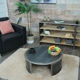 thumbnail of Couchtisch HWC-L74, Beistelltisch Wohnzimmertisch, MVG-zertifiziert Industrial, rund Ø80cm, Metall-Optik gebürstet