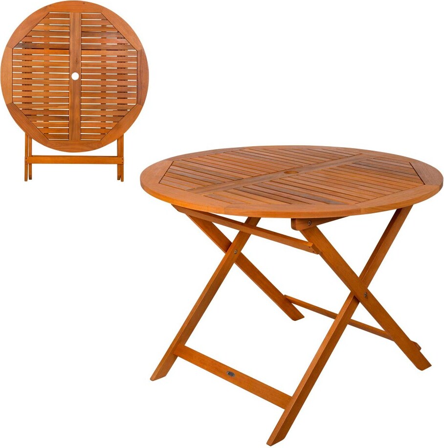 Mesa jardín redonda acacia 6 comensales Aktive