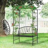thumbnail of Gartenbank mit Rankbogen Metall Schwarz 154x60x205 cm, 2-Sitzer, wetterbeständig mit Epoxid-Beschichtung