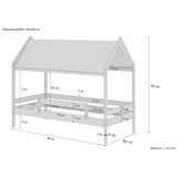 thumbnail of Weißes Himmelbett m Himmel u Fallschutz Kinderbett Hausbett 90x200 Massivholz Einzelbett weiteres Zubehör wählbar V-60.58-09W  Rollrost inkl.