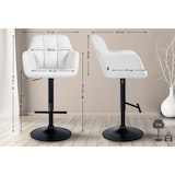 thumbnail of Décoshop26 - Barkruk/kinderstoel x1 met 360° draaifunctie wit PVC met decoratieve stiksels zwarte metalen voet 10_0005261