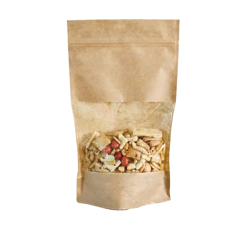 Lebensmittelbeutel aus braunem Kraftpapier mit Fenster und luftdichtem Reißverschluss 750 ml pro 600 - Gimex