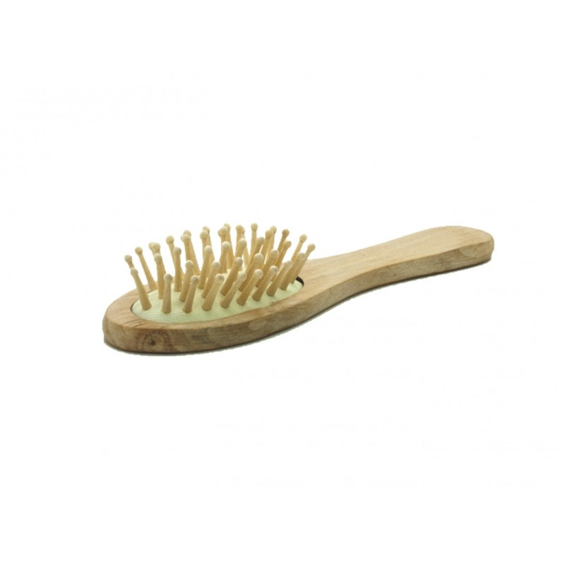 100 unidades. Cepillo de pelo con mango de madera ecológica, suave y durable, ideal para desenredar y cuidar el cabello de manera natural y cómoda.