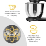 thumbnail of KLAMER Küchenmaschine 1800W, Knetmaschine mit 6 Liter Edelstahl Schüssel, 10 Geschwindigkeitsstufen mit Timer, Rührbesen, Knethaken, Schneebesen und …