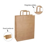 thumbnail of Sac papier kraft brun 26+17x25 cm avec poignées plates par 250